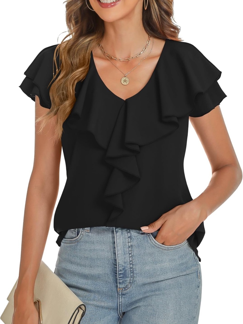 Black Nitzana Ruffle Blouse